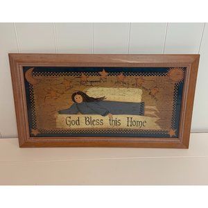 God Bless This Home Angel Psalm 91:11 Folk Art Print